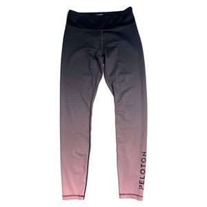 PELOTON Ombré Logo Leggings Full Length Tights Black Grey Pink Size Medium